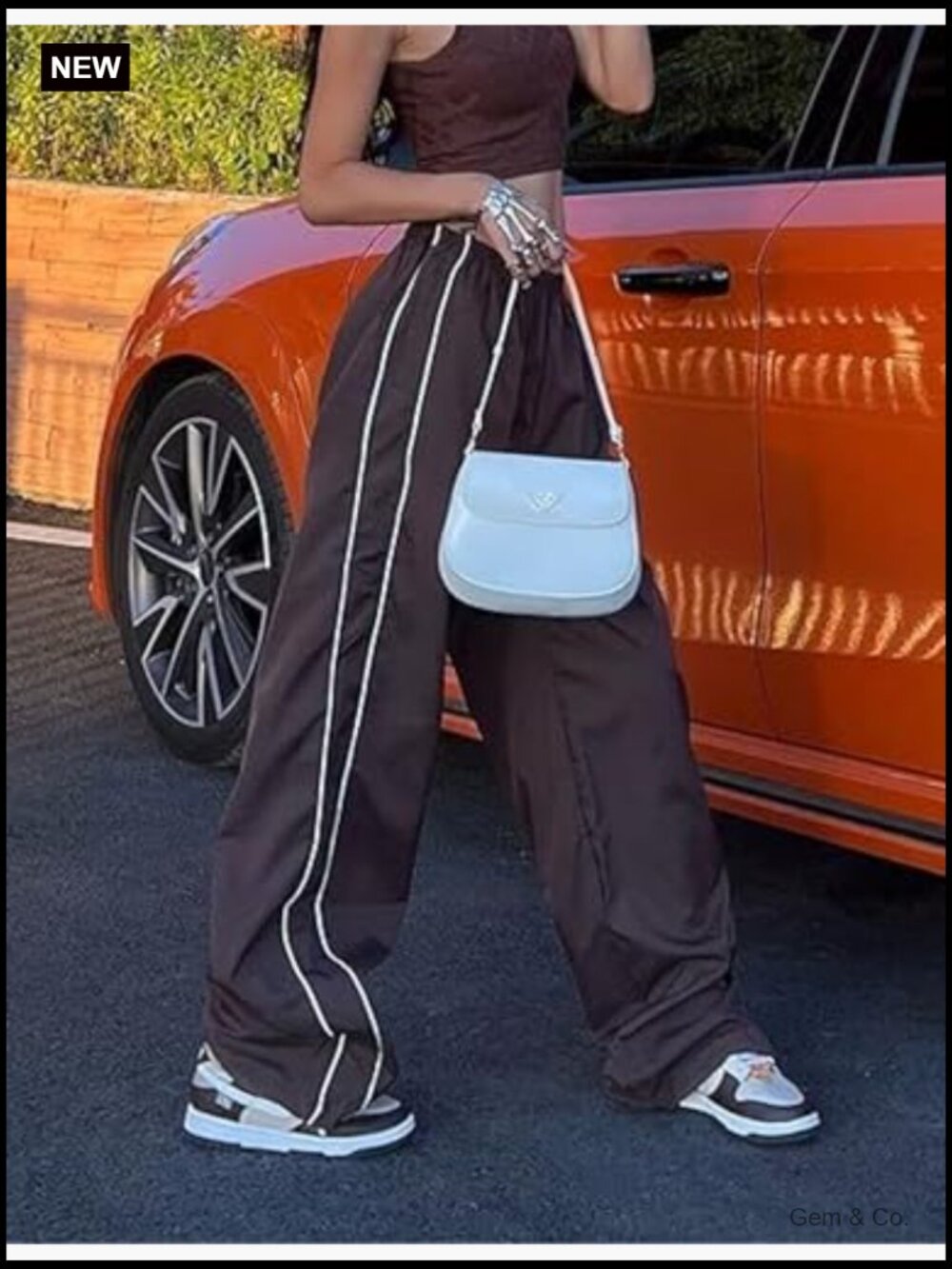 Womens Baggy Wide Leg Track Pants Y2k Elastic Waist Jogger Sweatpants - Picture 3 of 7
